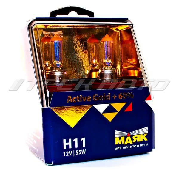 Лампы Маяк H11 Active Gold  +60% к-т