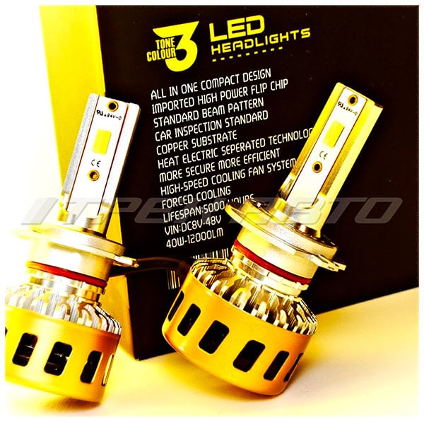 Лампы LED H7 S5 3Режима мощные ZES диоды всепогодные 3000К+6000К